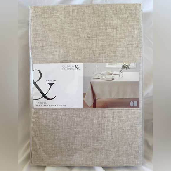 Olivia & Oliver Tablecloth multiple sizes in Madison Sand For Oblong/Oval Tables - Picture 5 of 5